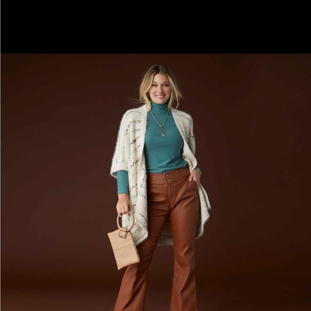 Coco + Carmen Zoey Zip Faux‎ STRETCH Flare - Cognac NWT
